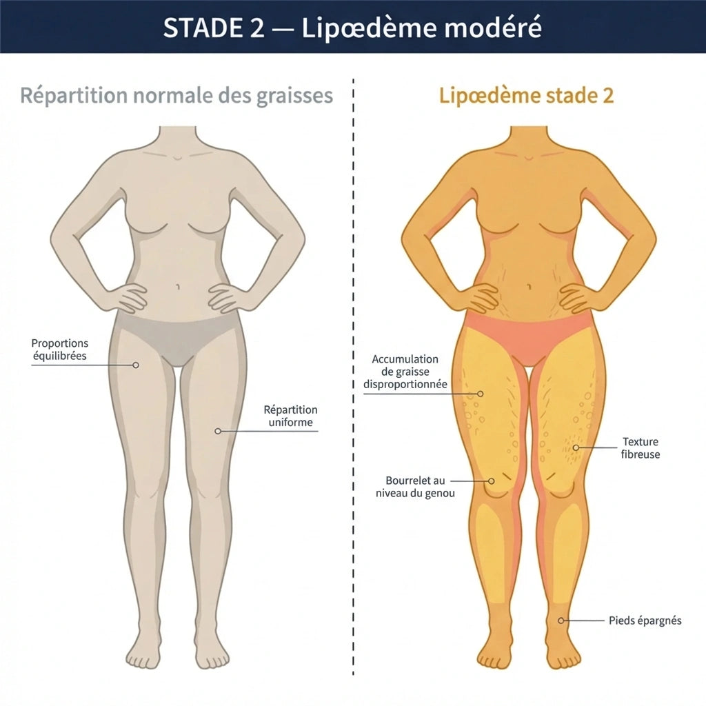 Lipœdème Stade 2 — illustration médicale