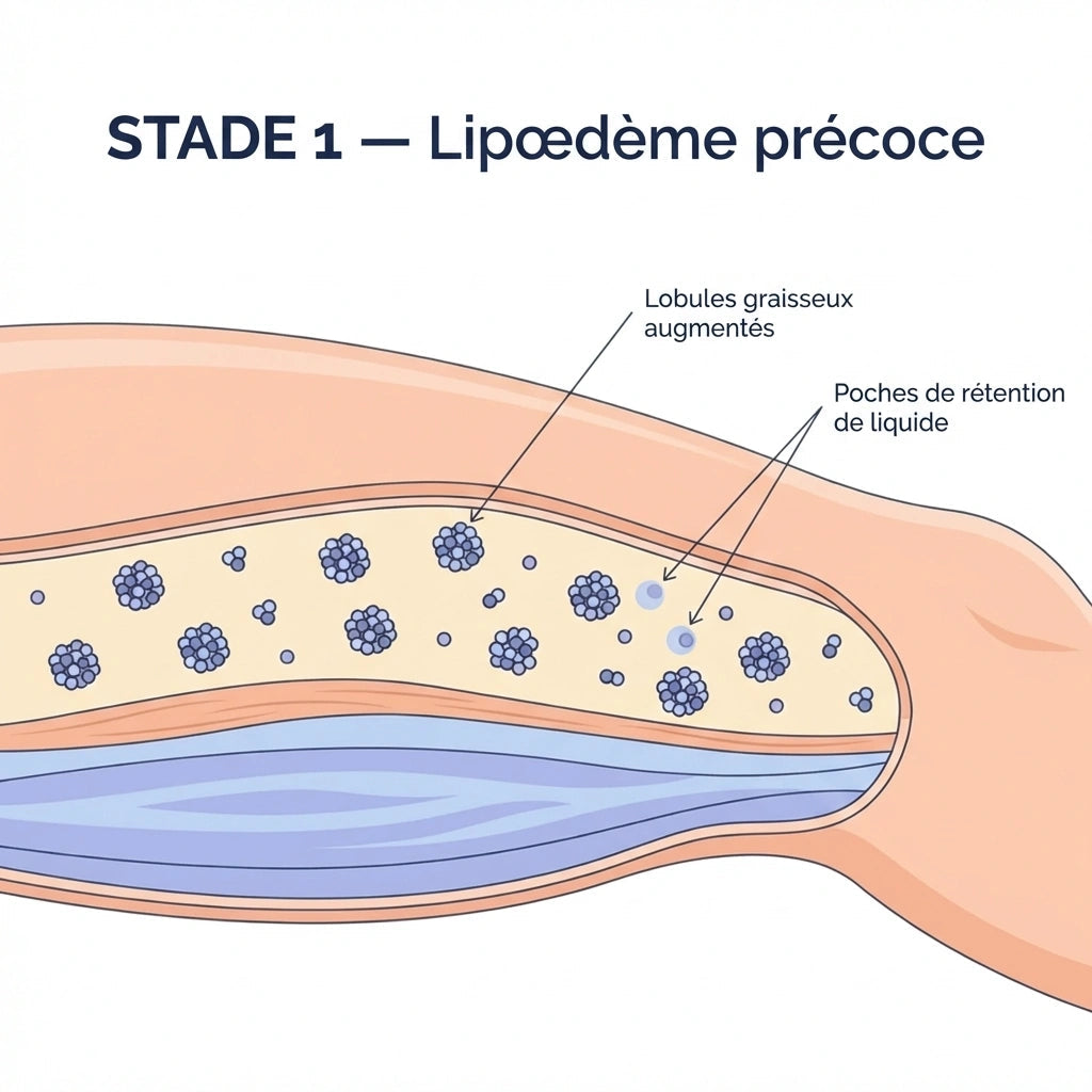 Lipœdème Stade 1 — illustration médicale