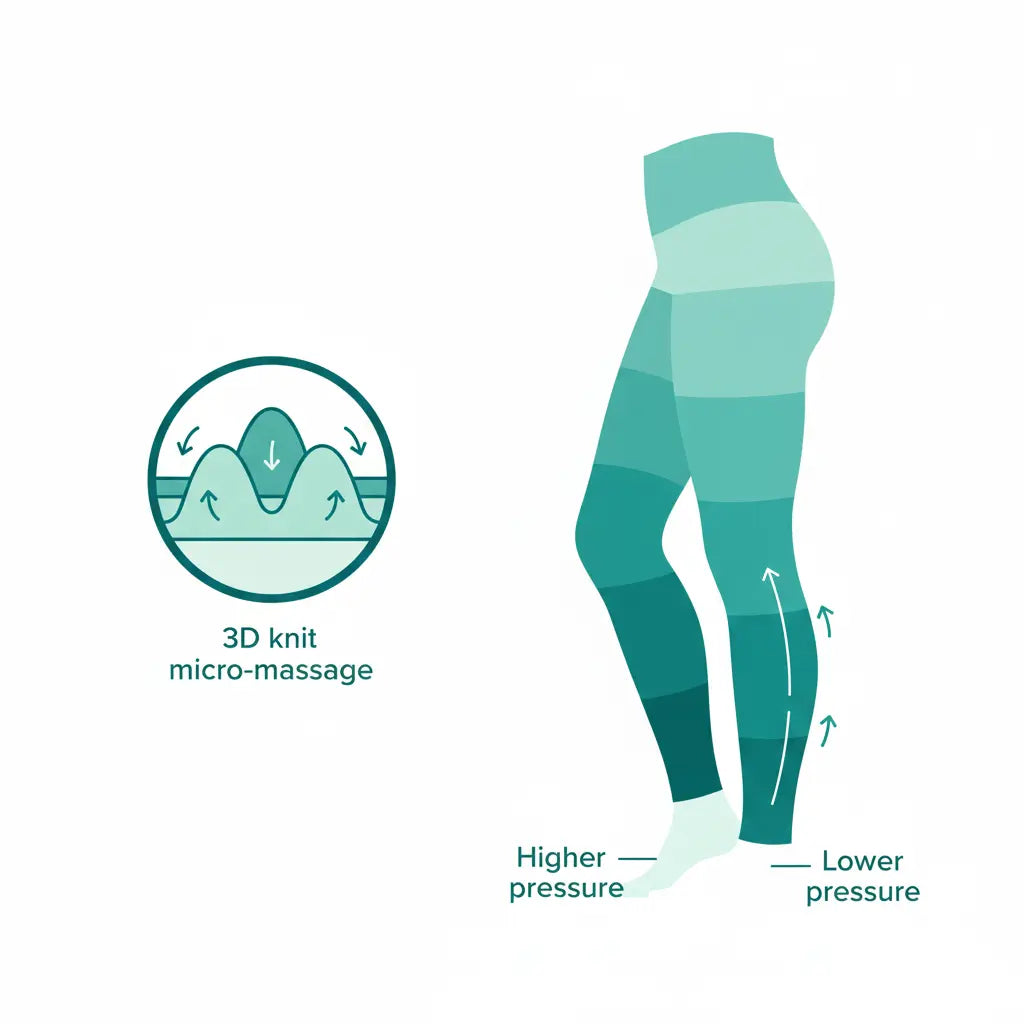 Schéma technique : compression 3D montrant les zones graduées